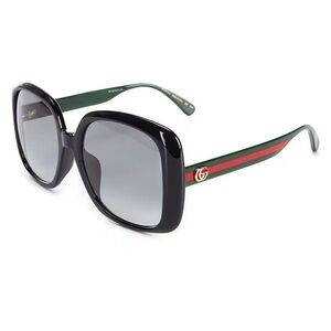 Gucci Black Frame Sunglasses with Green Temples